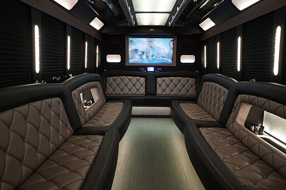 party bus limo with flat screen tvs