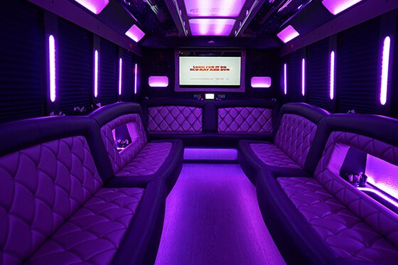 interior of a charter bus 